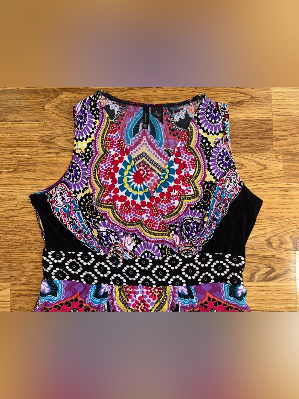New Directions Boho Paisley Maxi Dress Women’s Size Large Sleeveless V Neck - Picture 4 of 14